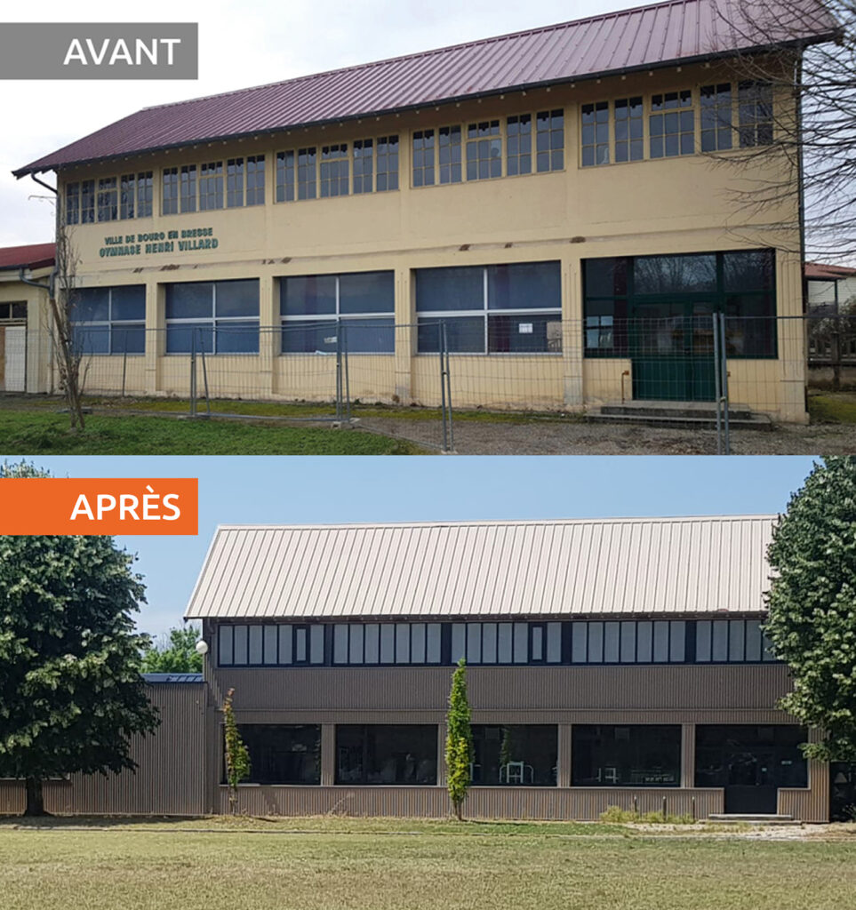 photo avant après de la renovation du gymnase henri villard